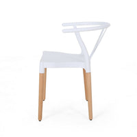 Xini 2pc Dining Side Chair Set, White Open Back, Beech Wood Legs -BM335789
