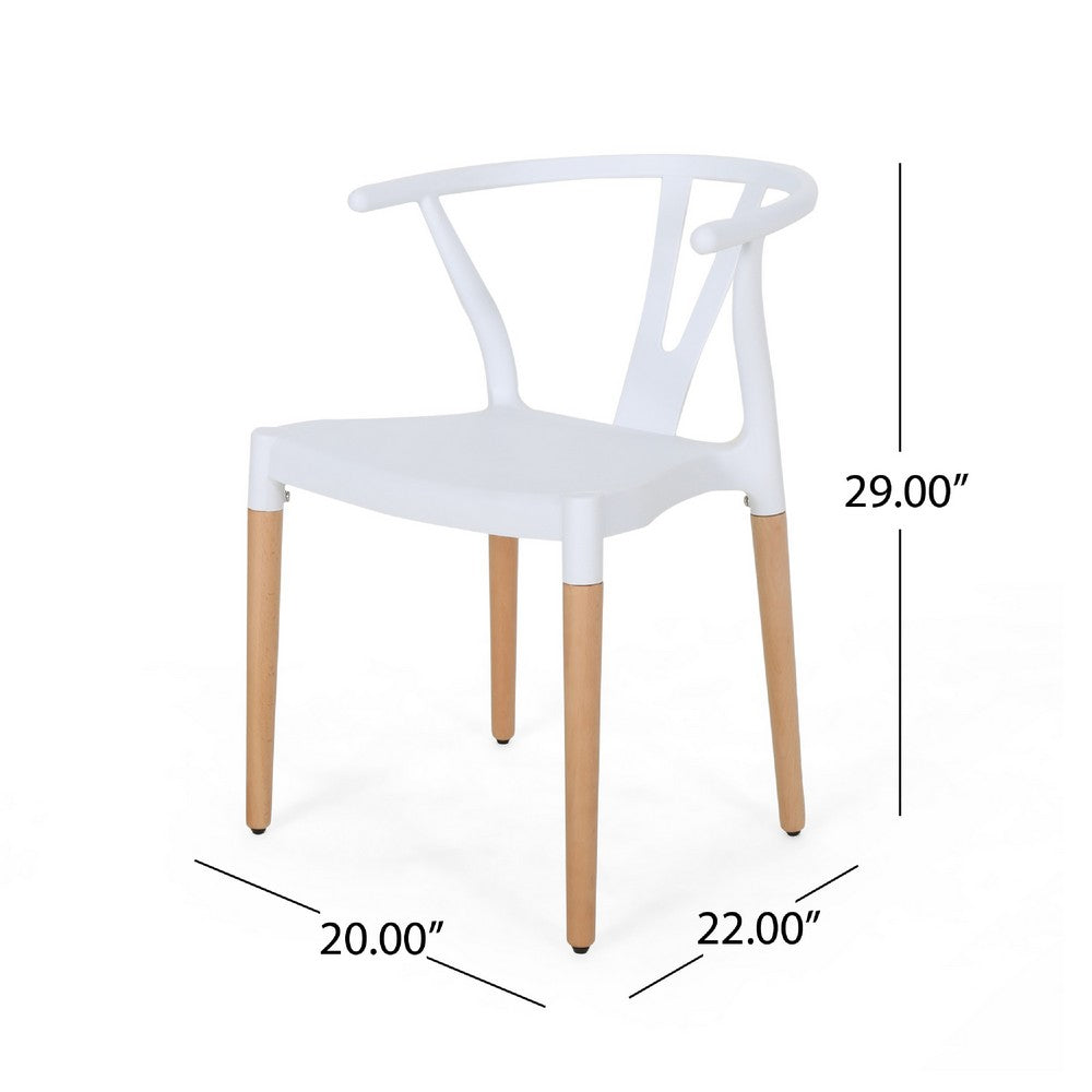 Xini 2pc Dining Side Chair Set, White Open Back, Beech Wood Legs -BM335789