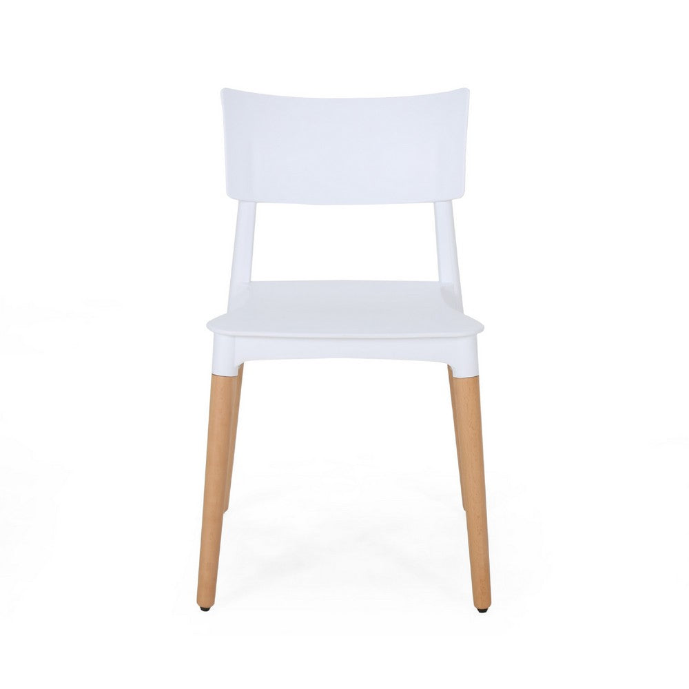 Xini 2pc Dining Side Chair Set, Natural Wood Legs, White Panel Back -BM335790