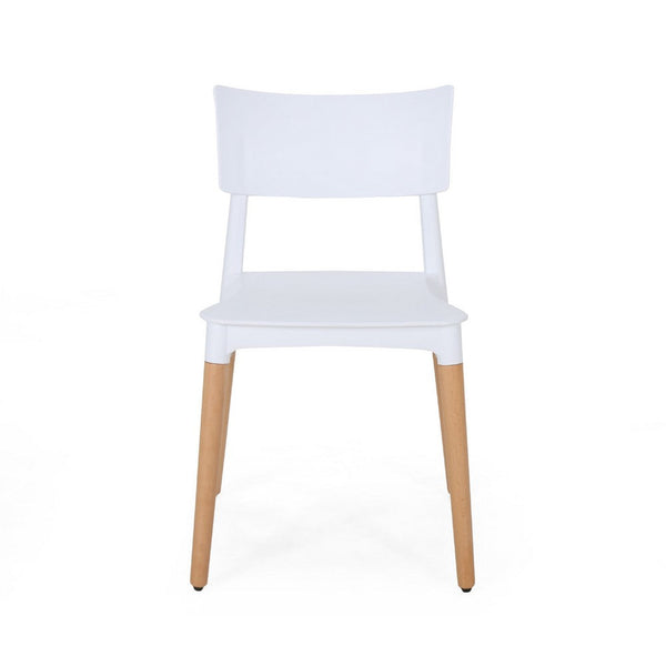Xini 2pc Dining Side Chair Set, Natural Wood Legs, White Panel Back -BM335790