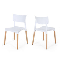 Xini 2pc Dining Side Chair Set, Natural Wood Legs, White Panel Back -BM335790