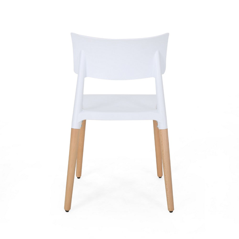 Xini 2pc Dining Side Chair Set, Natural Wood Legs, White Panel Back -BM335790