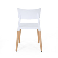 Xini 2pc Dining Side Chair Set, Natural Wood Legs, White Panel Back -BM335790