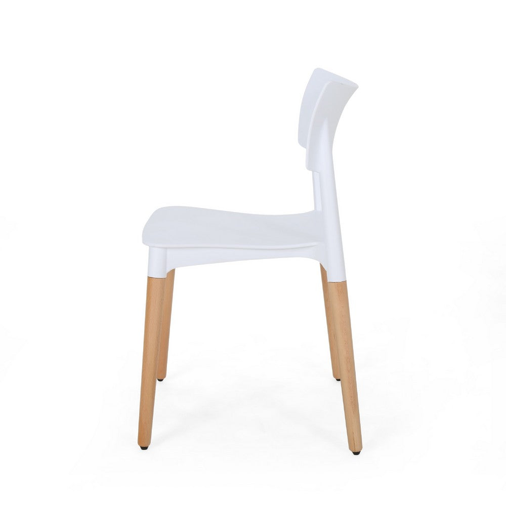 Xini 2pc Dining Side Chair Set, Natural Wood Legs, White Panel Back -BM335790