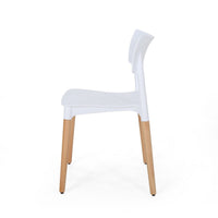 Xini 2pc Dining Side Chair Set, Natural Wood Legs, White Panel Back -BM335790