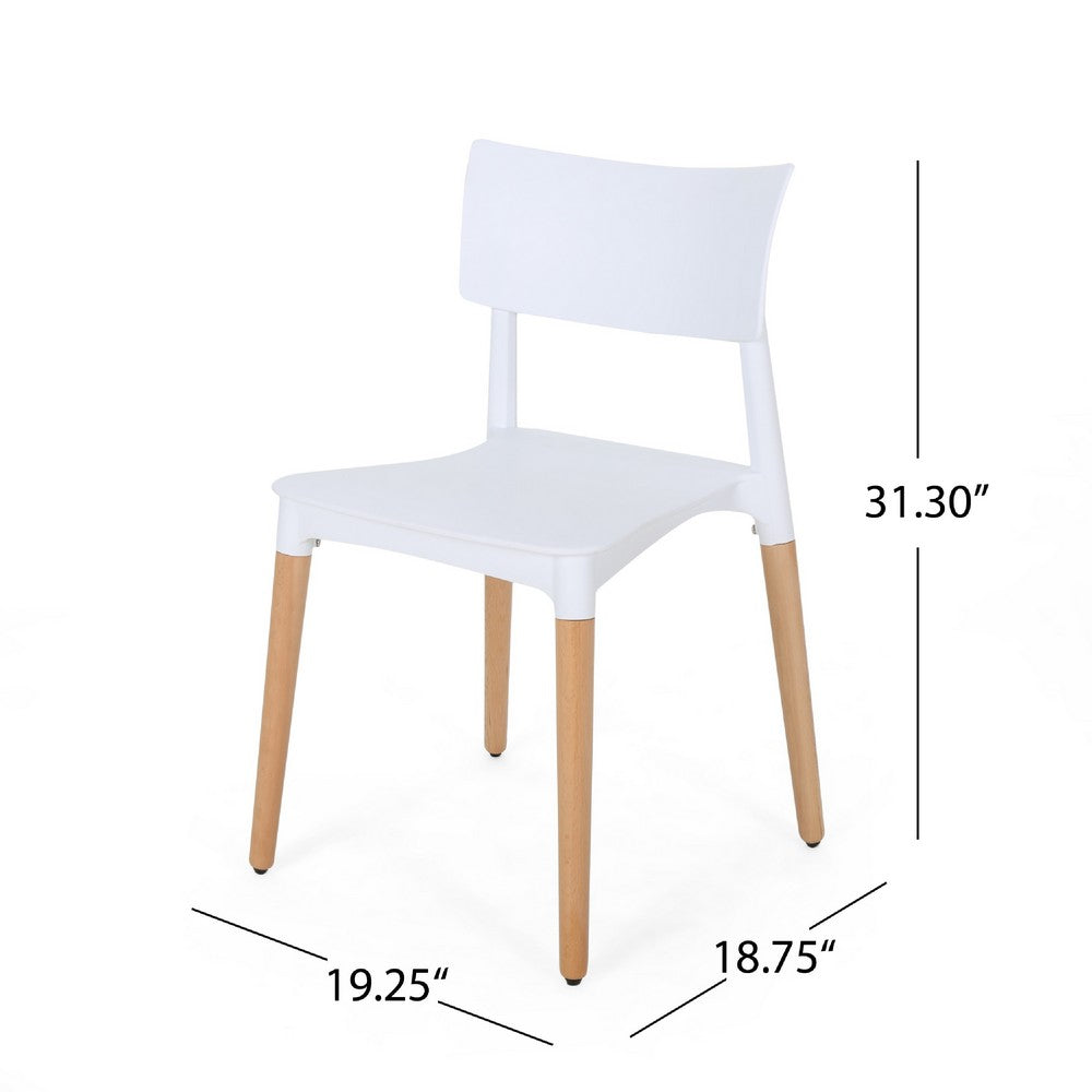 Xini 2pc Dining Side Chair Set, Natural Wood Legs, White Panel Back -BM335790