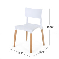Xini 2pc Dining Side Chair Set, Natural Wood Legs, White Panel Back -BM335790