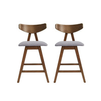 Lemy Counter Stool Chair Set of 2, Walnut Brown Wood, Dark Gray -BM335792
