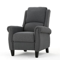Beny Manual Recliner Chair, Charcoal Gray Polyester, Rolled Arms -BM335793