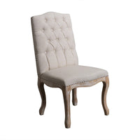 Cen Dining Side Chair Set of 2, Beige Tufted Back, Gray Wood Legs -BM335795