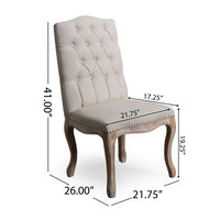 Cen Dining Side Chair Set of 2, Beige Tufted Back, Gray Wood Legs -BM335795