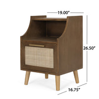 Zimy Side End Table with Built-in Cabinet Hutch, 16 Inch Walnut Brown -BM335798