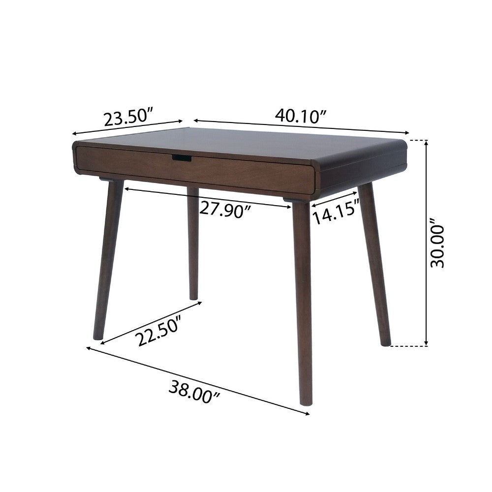 Writing Desk with 1 Storage Drawer, 40 Inch, Farmhouse Brown Wood -BM335799