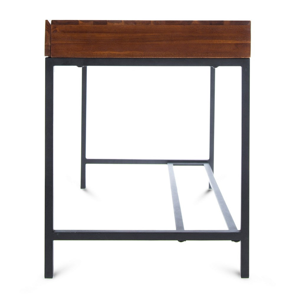 Writing Desk with 2 Storage Drawers, 44 Inch Brown Acacia Wood -BM335800