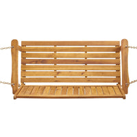 Rike Porch Swing  Bench, Slatted Acacia Wood Backrest, 48 Inch Brown -BM335801
