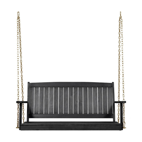 Rike Porch Swing Bench, Slatted Acacia Wood Backrest, 48 Inch Gray -BM335802