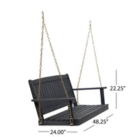 Rike Porch Swing Bench, Slatted Acacia Wood Backrest, 48 Inch Gray -BM335802