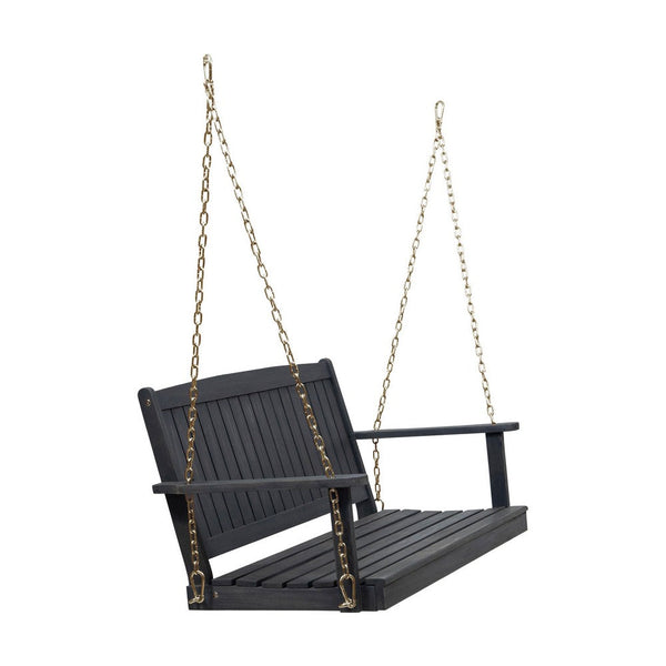 Rike Porch Swing Bench, Slatted Acacia Wood Backrest, 48 Inch Gray -BM335802