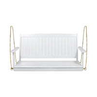 Rike Porch Swing Bench, Slatted Acacia wood Backrest, 48 Inch White -BM335803