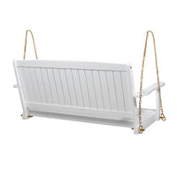 Rike Porch Swing Bench, Slatted Acacia wood Backrest, 48 Inch White -BM335803