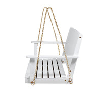 Rike Porch Swing Bench, Slatted Acacia wood Backrest, 48 Inch White -BM335803
