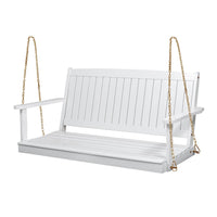 Rike Porch Swing Bench, Slatted Acacia wood Backrest, 48 Inch White -BM335803