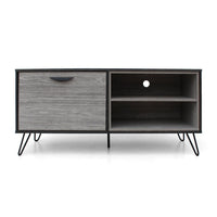 47 Inch TV Stand Cabinet Console, 2 Shelves, Gray Finish, Metal Legs -BM335804