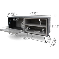47 Inch TV Stand Cabinet Console, 2 Shelves, Gray Finish, Metal Legs -BM335804