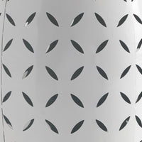 Lica Patio Side End Table, Barrel Shaped Lace Cut, 12 Inch White Iron -BM335808
