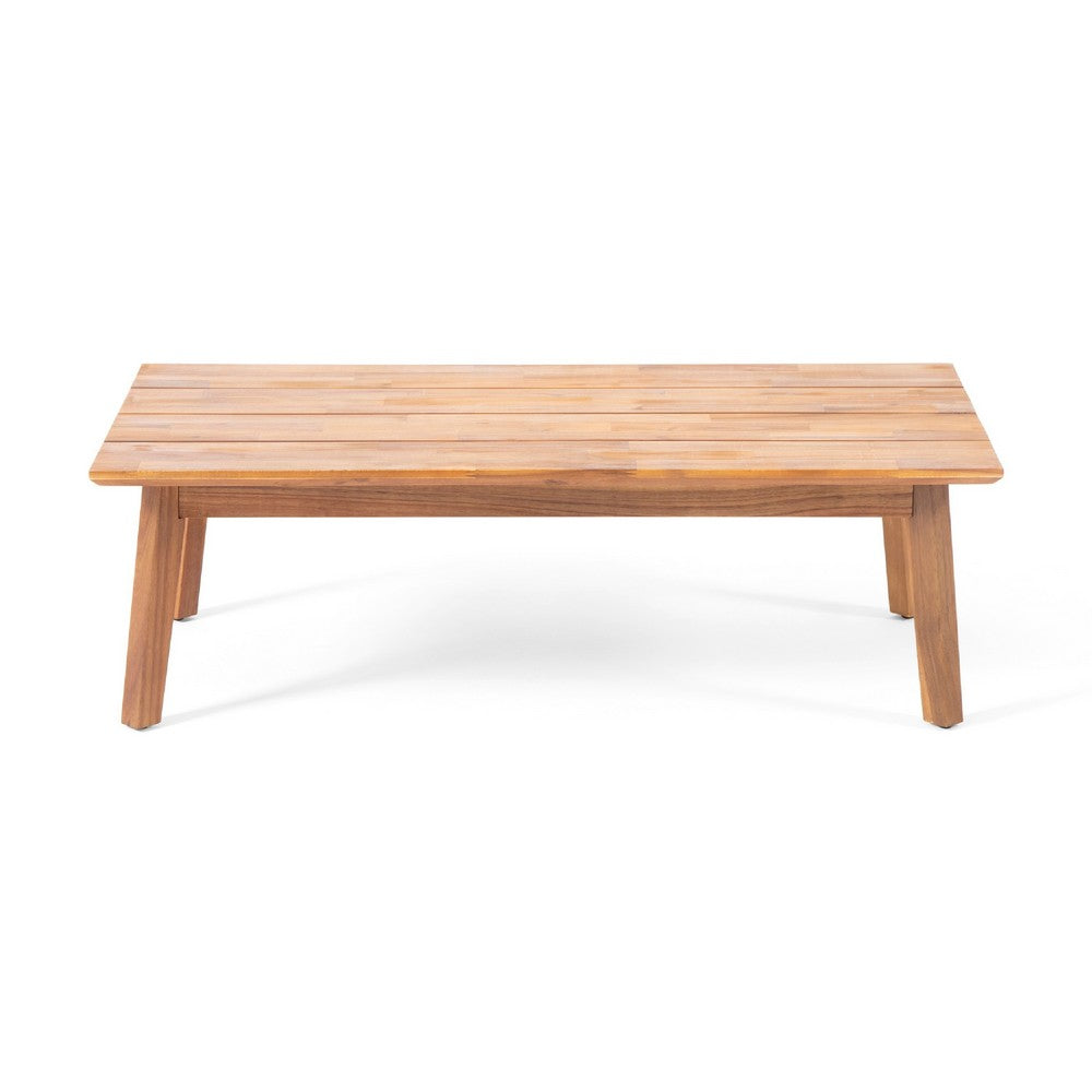 Loveseat and Coffee Table Outdoor Set, Slatted Brown Acacia Wood -BM335809