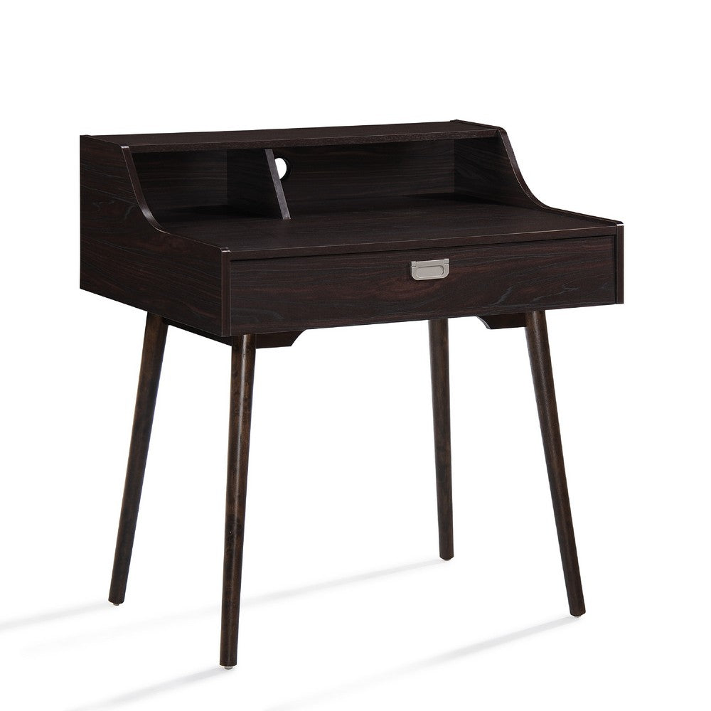 Laptop Study Desk, 1 Drawer, 35 Inch Modern Rustic Wenge Brown Finish -BM335810