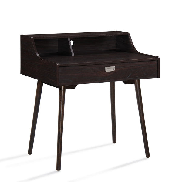 Laptop Study Desk, 1 Drawer, 35 Inch Modern Rustic Wenge Brown Finish -BM335810