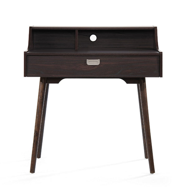 Laptop Study Desk, 1 Drawer, 35 Inch Modern Rustic Wenge Brown Finish -BM335810