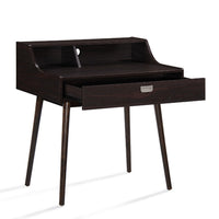 Laptop Study Desk, 1 Drawer, 35 Inch Modern Rustic Wenge Brown Finish -BM335810