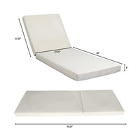 Chaise Lounger Cushion, 76 Inch, PU Foam, Cream Waterproof Fabric -BM335811