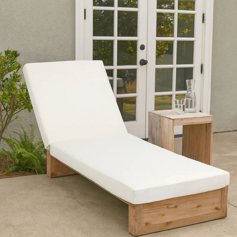 Chaise Lounger Cushion, 76 Inch, PU Foam, Cream Waterproof Fabric -BM335811