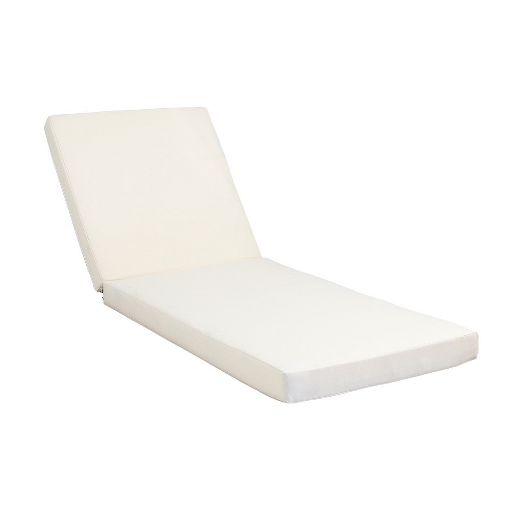 Chaise Lounger Cushion, 76 Inch, PU Foam, Cream Waterproof Fabric -BM335811