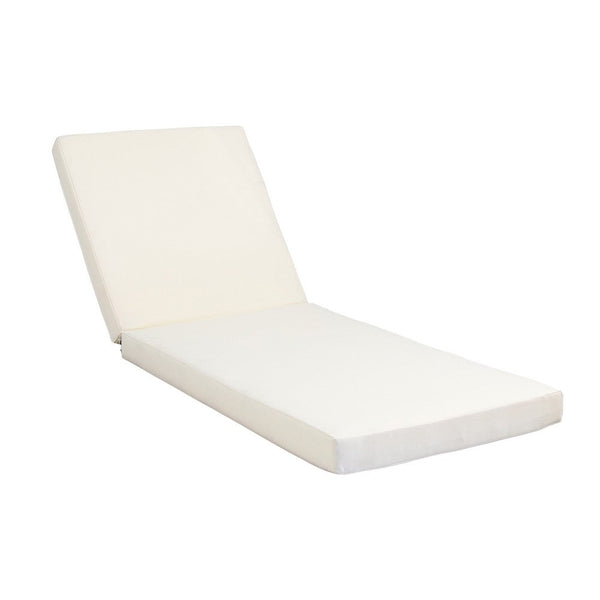 Chaise Lounger Cushion, 76 Inch, PU Foam, Cream Waterproof Fabric -BM335811