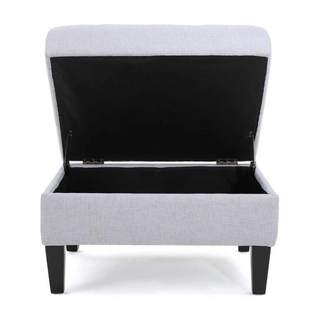 Voil Storage Ottoman, 28 Inch, Light Gray Fabric, Tapered Wood Legs -BM335814