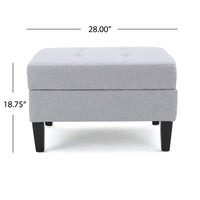 Voil Storage Ottoman, 28 Inch, Light Gray Fabric, Tapered Wood Legs -BM335814