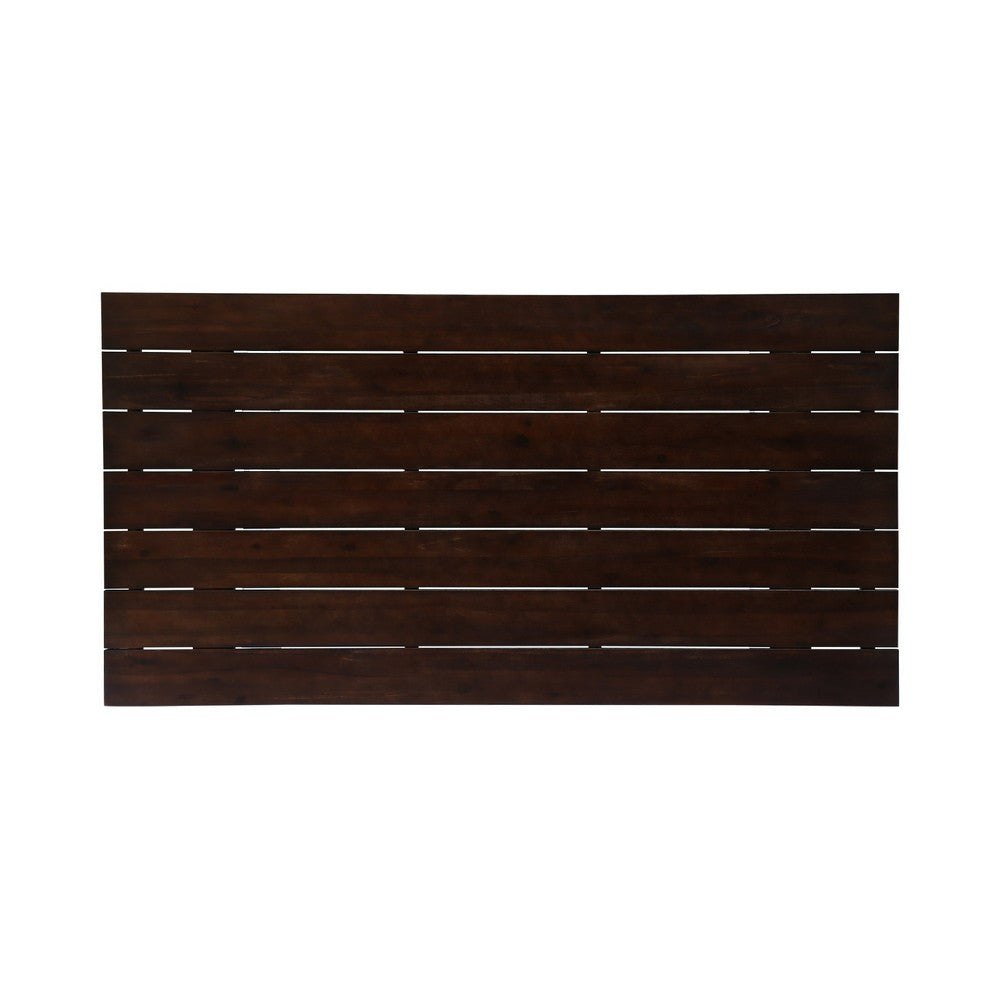 Indoor/Outdoor Dining Table, 69 Inch Brown Rectangular Wood Top, White -BM335815