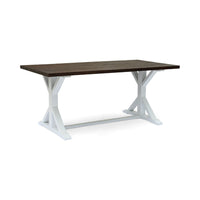 Indoor/Outdoor Dining Table, 69 Inch Brown Rectangular Wood Top, White -BM335815