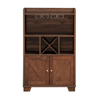 Wine Cabinet, X-Design, 49 Inch Walnut Rubberwood, 4 Glass Racks -BM335817