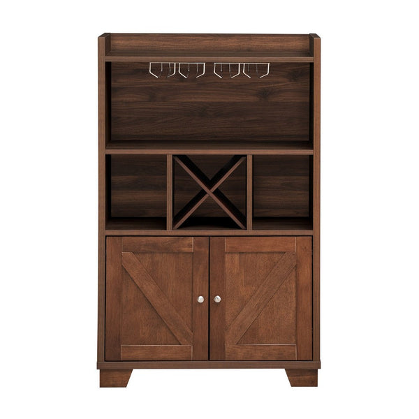 Wine Cabinet, X-Design, 49 Inch Walnut Rubberwood, 4 Glass Racks -BM335817