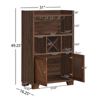 Wine Cabinet, X-Design, 49 Inch Walnut Rubberwood, 4 Glass Racks -BM335817