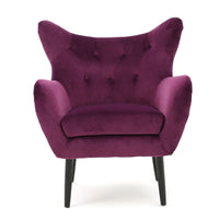 Riho Accent Armchair, Wingback Button Tufted, Fuchsia Purple Velvet -BM335818