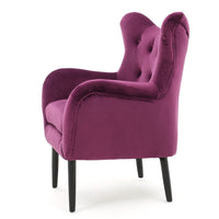 Riho Accent Armchair, Wingback Button Tufted, Fuchsia Purple Velvet -BM335818