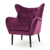 Riho Accent Armchair, Wingback Button Tufted, Fuchsia Purple Velvet -BM335818