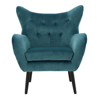 Riho Accent Armchair, Wingback Button Tufted, Teal Velvet -BM335819
