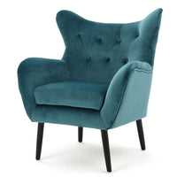 Riho Accent Armchair, Wingback Button Tufted, Teal Velvet -BM335819
